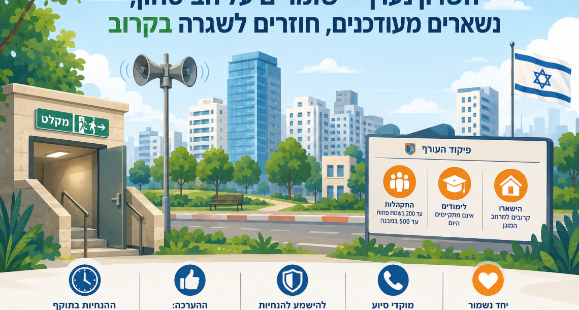 השרון נערך למצב הביטחוני: הרשויות פתחו מקלטים, תגברו כוחות והודיעו על שינויים זמניים בפעילות